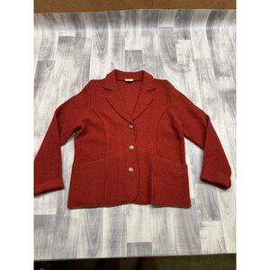 ✅Womens XL Venario Red Wool Stretch Blazer Jacket 3-Button Accent Casual Comfort